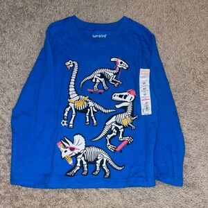 Jumping Beans Blue Dinosaur Skeleton Long Sleeve Tee